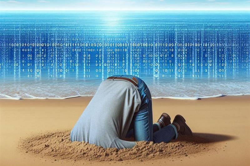 Stuck in the past: How SAP’s data policies undermine modern cloud strategies  | Thumbnail Image An image to go with the expression ‘to bury one’s head in the sand’, with just one person instead of many, and the water bigger, looking like a data lake